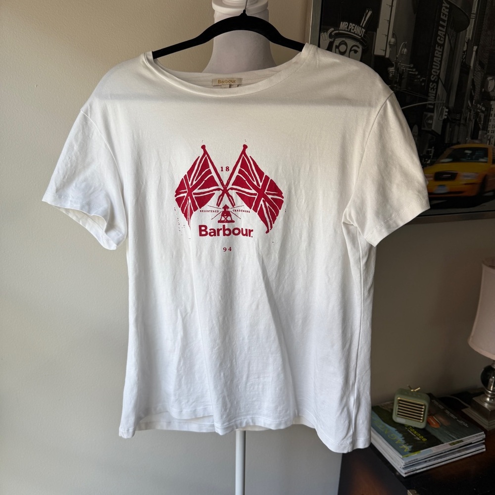 Barbour White and Red Women's Top